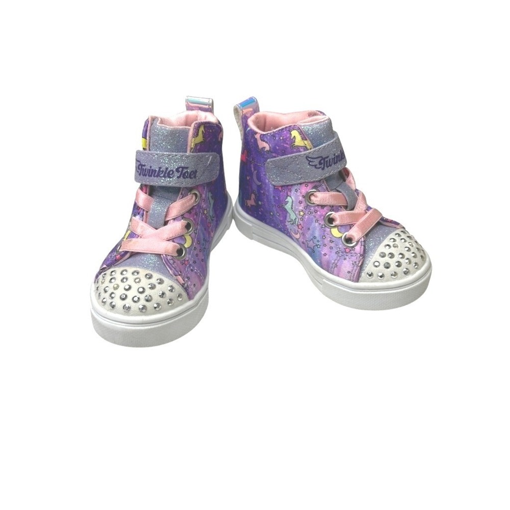 Skechers Twinkle Sparks Unicorn High Top Sneakers 5 Girls Purple Multi Light Up